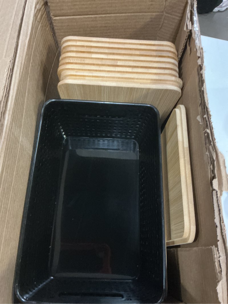 Condition photo showing Good Condition for Anywish Storage Bins with Lids 10 Packs, Plastic Storage Bins with Bamboo Lids for Pantry Organizati