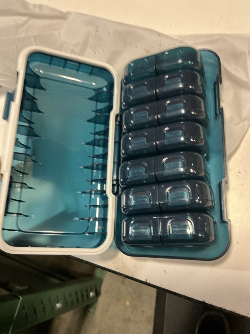 Pill Organizer 2 Times a Day, Large Weekly Pill Box 7 Day, Daily AM PM with Removable Containers, Bl