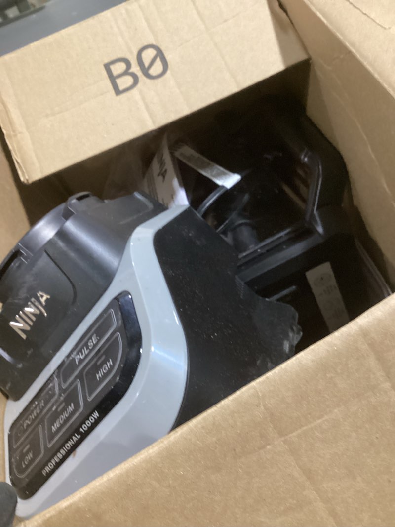 Condition photo showing As Is for ninja bl610 professional 72 oz countertop 1000-watt base and total crushing technology for-smoothies, ice and frozen fruit, black, blender + pitcher