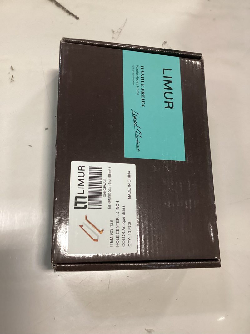 LIMUR 10 Pack 5 Inch (128 mm) Hole Center Antique Brass Cabinet Pulls - Solid Zinc Alloy Kitchen Cab