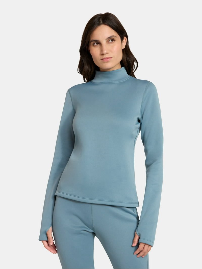 ozark trail women's warmest thermal long sleeve fleece mockneck top s