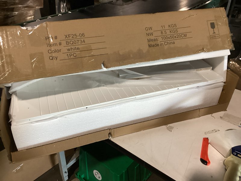 Condition photo showing Good Condition for 36" x 18" wall shelf with collapsible drying rack and hooks white - danya b.: space-saving, water-resistant, modern design