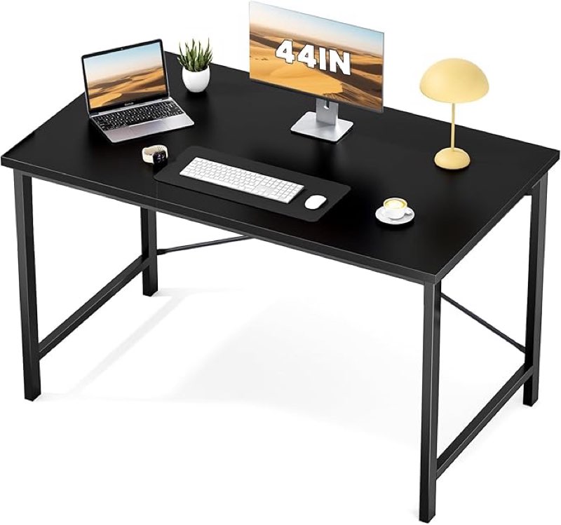 Sweetcrispy Computer Office Desk 44 Inch Small Kids Student Study Gaming Writing Work Modern Simple PC Table for Bedroom, Home - Black