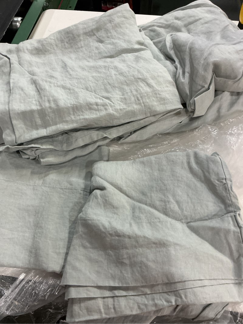 Condition photo showing Good Condition for european linen sheet set of 4 pcs, king, mist