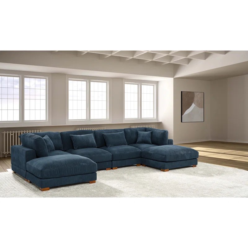 Andreco 6 - Piece Corduroy Sectional ( incomplete  only 1 box )n