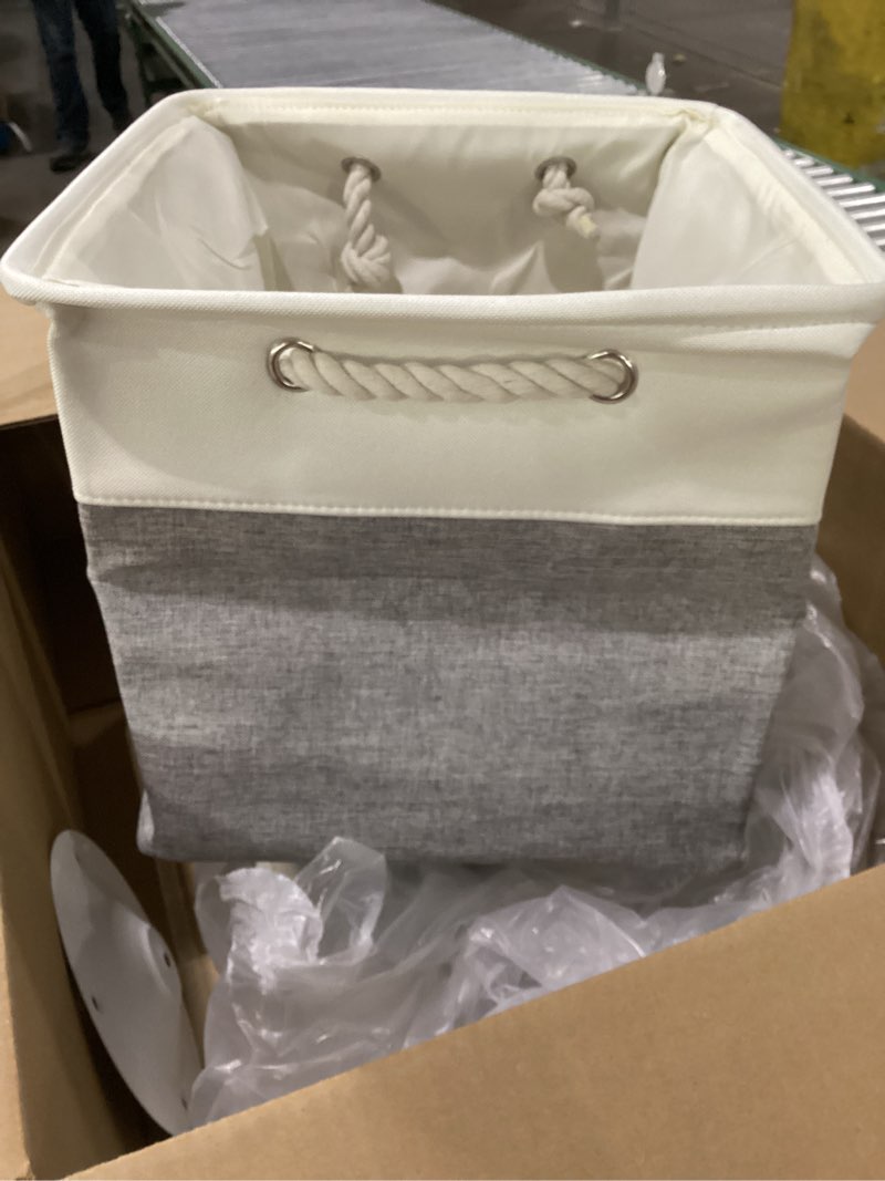 Condition photo showing Good Condition for DECOMOMO Cube Storage Bins 13 x 13 Storage Cubes Fabric Bins for Cubby Shelves Closet (Grey & White, Cube 13" - 3 Pack) Grey & White 13"x13"x13" - 3 Pack