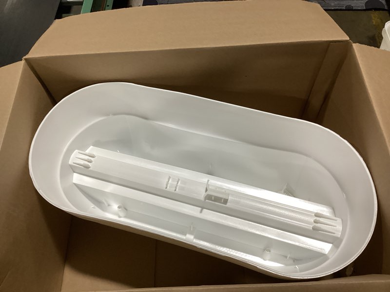 Condition photo showing Good Condition for bloomers railing planter with drainage holes – 24" weatherproof resin planter – polyethylene plastic - white white 24.3 × 10.5 × 9.5 inches