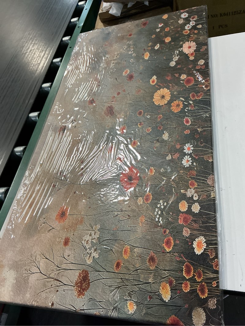 Condition photo showing New/Like New for lky art flowers wall art canvas print wildflower meadow painting multicolor 20" x 40" ready to hang, rustic home decor for living room bedroom home office wall decoration 40"l x 20"w yellow