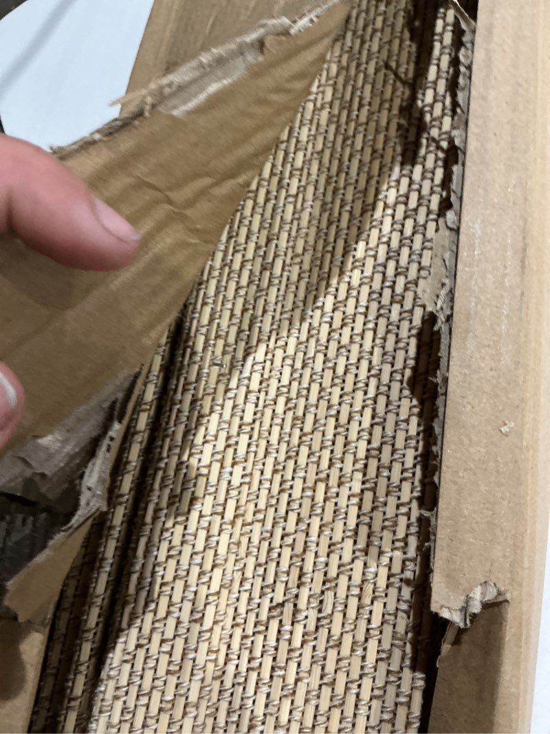 Condition photo showing Good Condition for lazblinds no drill cordless bamboo roman shades, light filtering blinds for indoor windows, roll up bamboo blinds for home, 36" w x 48" h, star-beige star-beige 36"w x 48"h