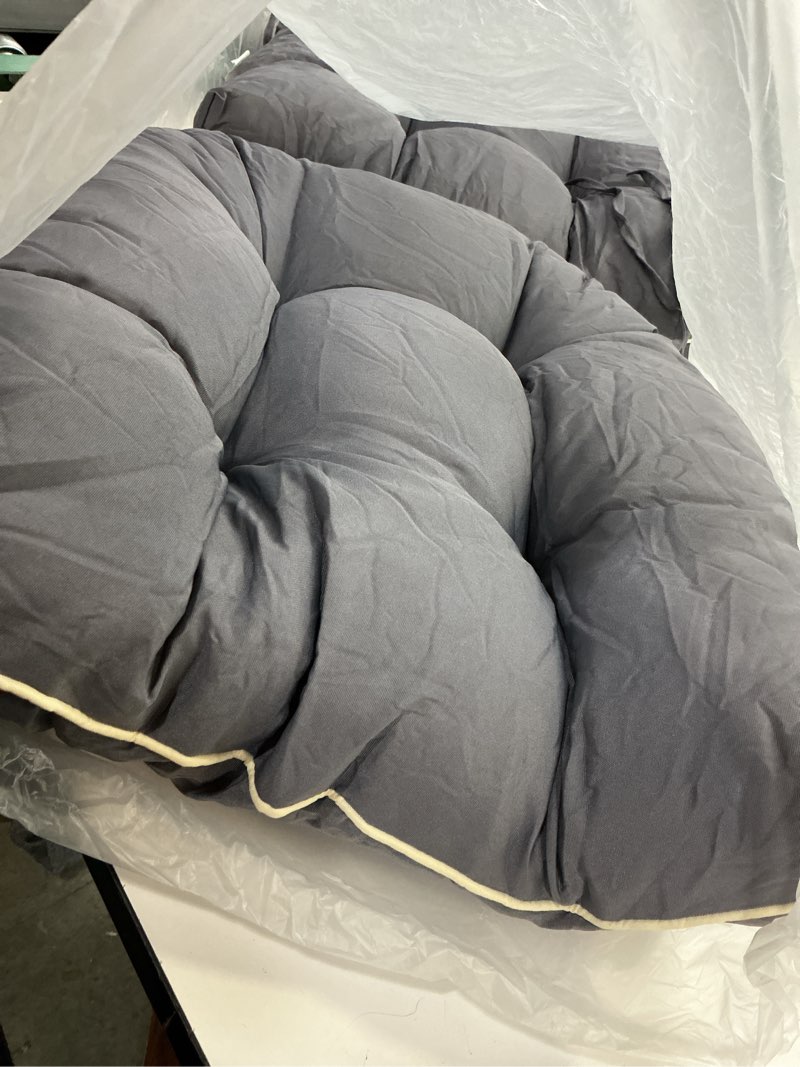 Condition photo showing Good Condition for outdoor chair cushions set of 2, outdoor cushions for patio furniture and wicker chair, memory foam patio seat cushion pads with ties, 19 x 19 inch (grey)