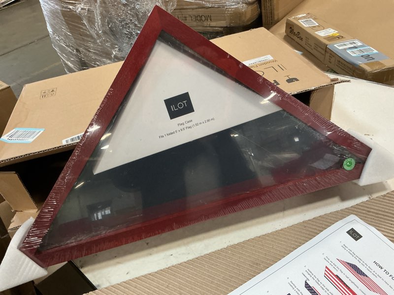 Condition photo showing New/Like New for ILOT Flag Case for American Veteran Burial Flag Solid Wood Military Flag Display Case Funeral Flag Flag Shadow Boxes to Fit a Folded 5'x9.5' American Flag with Polished Plexiglass