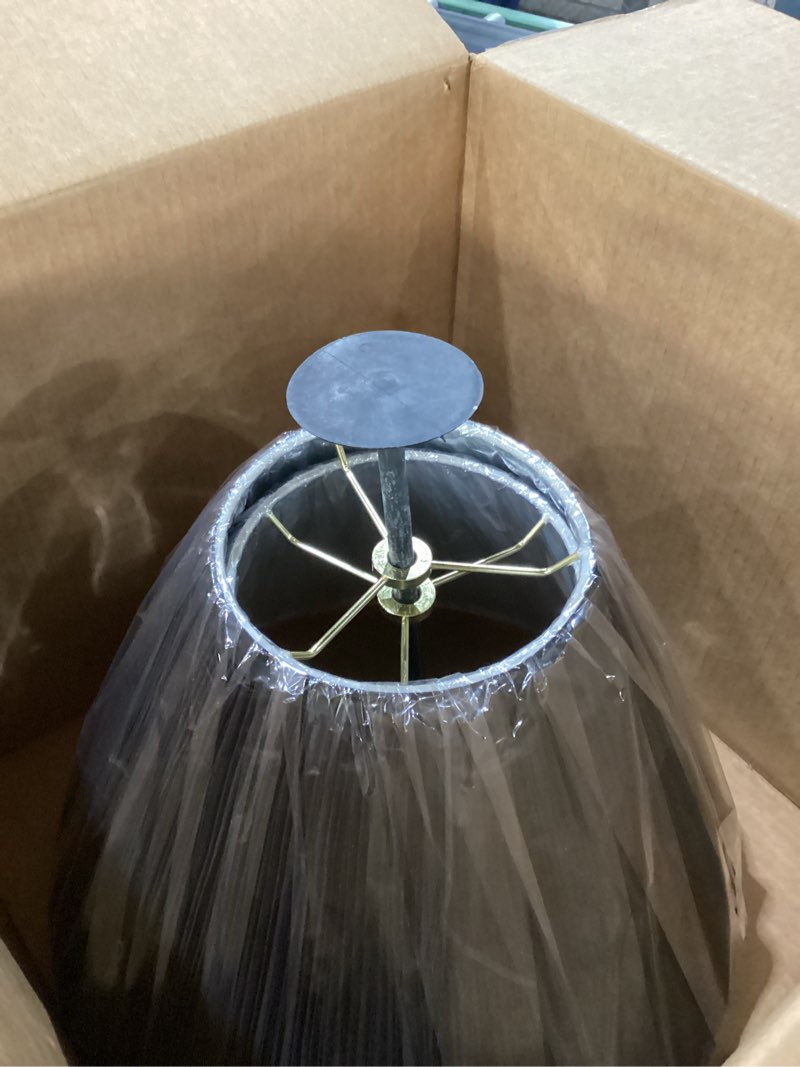 Condition photo showing New/Like New for Aspen Creative 33192, Transitional Hardback Empire Shaped Mushroom Pleated Black Spider Shade, 6" Top x 16" Bottom x 12" Slant
