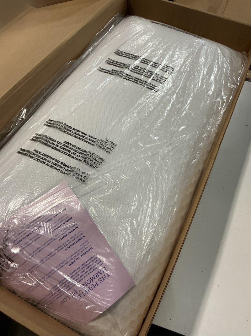 Condition photo showing New/Like New for purple harmony pillow – talalay latex foam cooling pillow for combo or side sleepers, 360º hex gelflex grid for no-pressure support and luxurious weightless feel - king, medium feel, low height king - low
