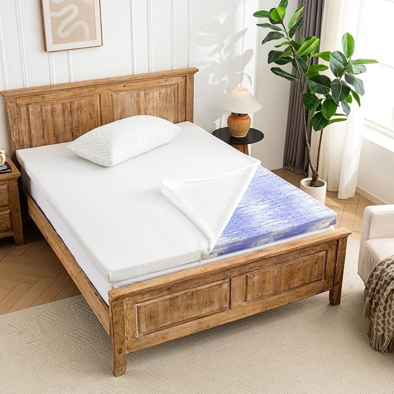 Visita la tienda de ZEO-SLEEP Cubrecolchón de espuma vis colástica con funda, diseño hipoalergénico de soporte mejorado, protector de colchón • de gel ventilado de 3 pulgadas, protector de colchón suave y transpirable,