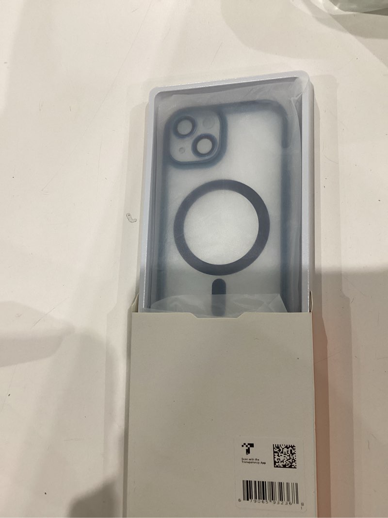 Condition photo showing New/Like New for Magnetic Hybrid Clear Case for iPhone 15- [Compatible with MagSafe] [Built-in Camera Protector] [Not Yellowing] Hard Transparent Back Silicone Edge Phone Case Cover, 6.1", Blue iPhone 15 Blue