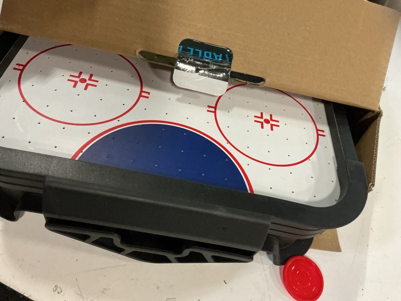 Condition photo showing Good Condition for eastpoint tabletop air hockey table pro - black & white - led scoreboard for hockey game - includes pucks & pushers for table games for kids - compact durable design for tabletop play