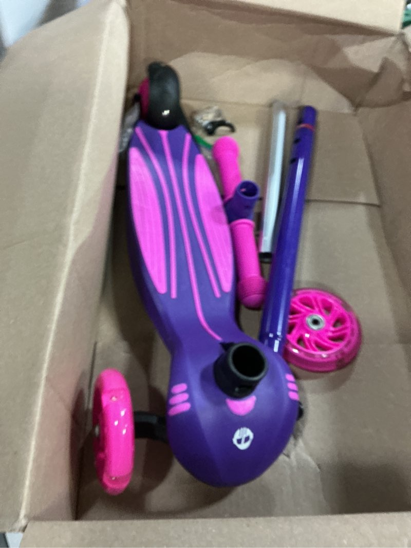 Condition photo showing As Is for gotrax ks1 kids kick scooter, led lighted wheels and 3 adjustable height handlebars, lean-to-steer & widen anti-slip deck, 3 wheel scooter for boys & girls ages 2-8 and up to 110 lbs