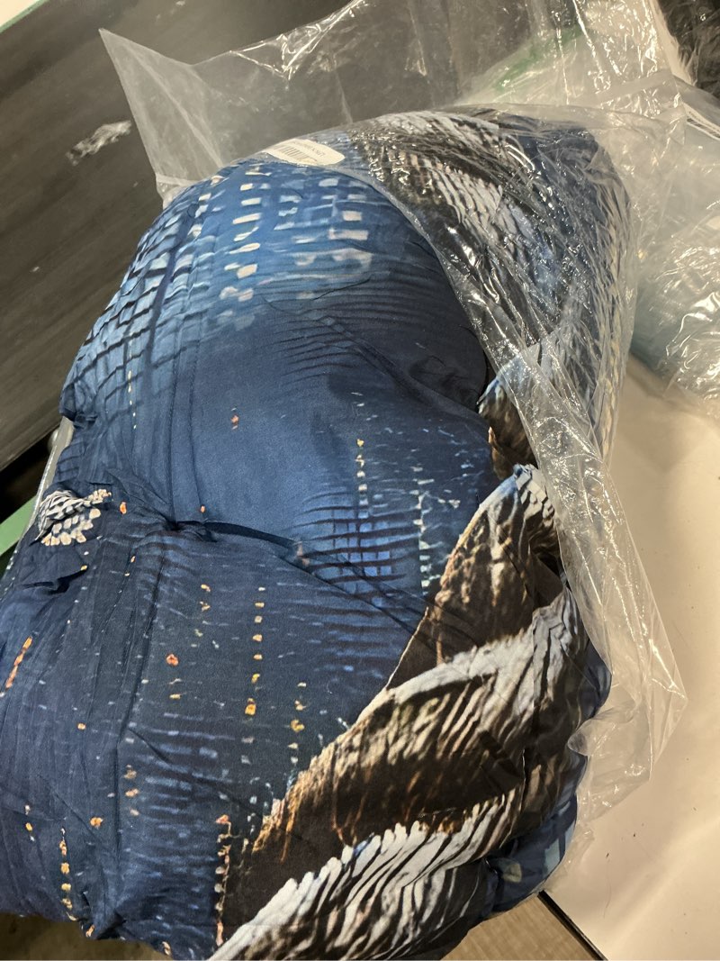 Condition photo showing As Is for Nautical Anchor Rope Comforter Set Twin Size, Navigation Themed Blue Bedding Set, Room Decor Quilt with 2 Pillowcases Style 6 Twin