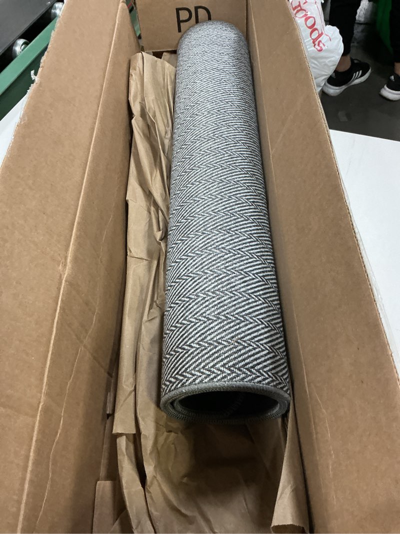 Condition photo showing Good Condition for Ultra Thin Door Mat Indoor Entrance 24"x36", Low-Profile Indoor Door Mat, Non Slip Entry Mat Rubber Backing Unique Herringbone Design Inside Doormat Dirt Trapper Entryway Mats, Grey