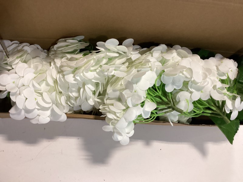 Condition photo showing Good Condition for waipfaru 21" real touch white hydrangea artificial flowers with long stem & leaves, full latex faux hydrangea flowers for home decor party floral arrangements wedding bouquets centerpieces, 5pcs white 5pcs