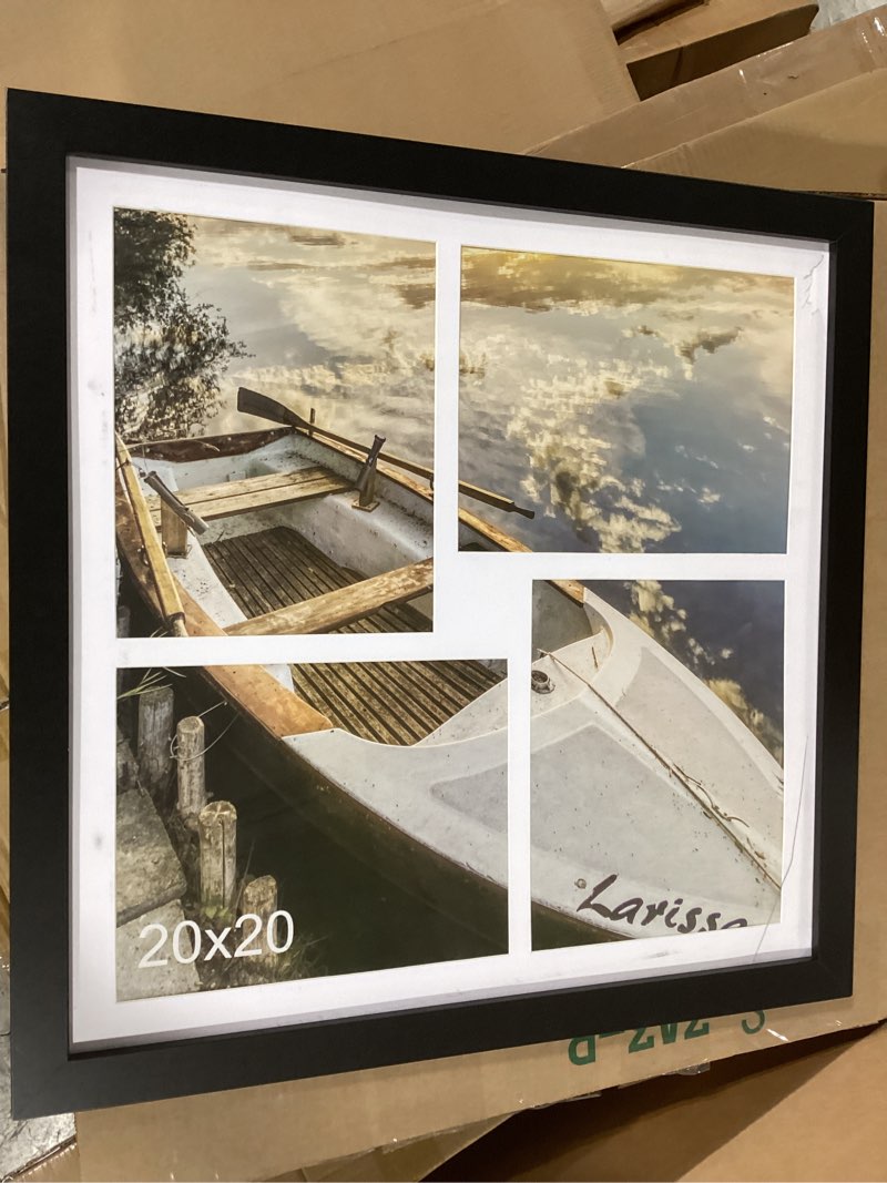 Condition photo showing As Is for 20x20 Collage Picture Frame 8x10 Picture Frame Collage Displays Four 8x10 inch Photos Available Horizontal Wall Mounting Display and Vertical Black Black 20x20?8x10 opening?