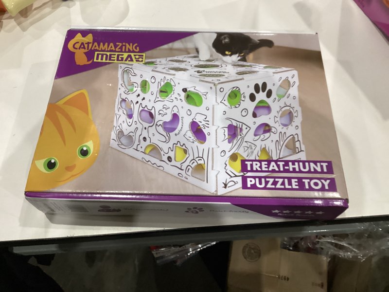 Condition photo showing As Is for Cat Amazing MEGA – Cat Treat Puzzle Box – Interactive Food Maze – Cat Puzzle Feeder – Treat Box for Indoor Cats – Enrichment Food Toy – Best Cat Toy for Cats!