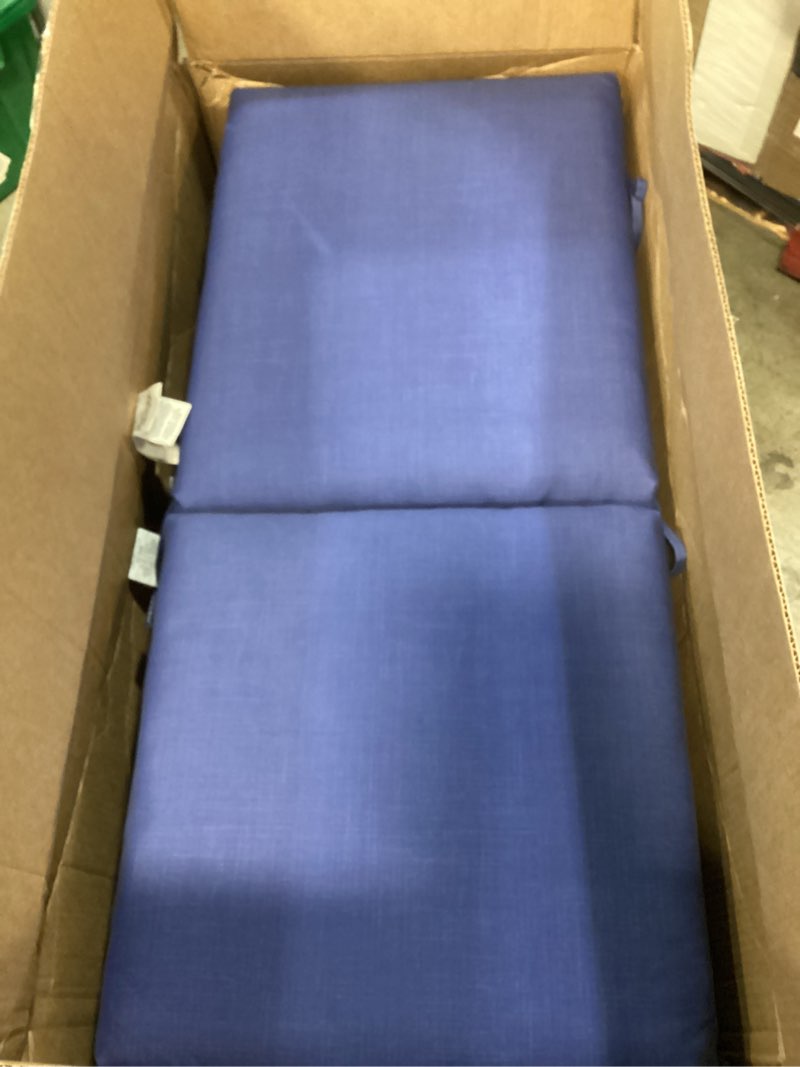 Condition photo showing Good Condition for arden outdoor patio dining chair cushion, 20x44, rain-proof seat pad, fade-resistant outdoor cushion cobalt blue texture 1 pack cobalt blue texture