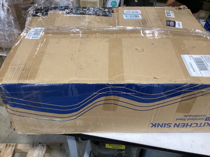 Condition photo showing As Is for popfly 28×20 inch drop in sus 304 kitchen sink, top mount stainless steel 9 inch deep single bowl ki