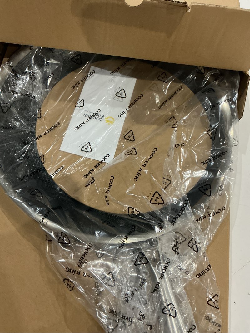 Condition photo showing Good Condition for cooker king 12-inch stainless steel pan, hybrid nonstick frying pan, skillet, 3-ply clad cookware, even heat distribution, dishwasher & oven safe, with stay-cool handle, induction compatible stainless steel 12 inch