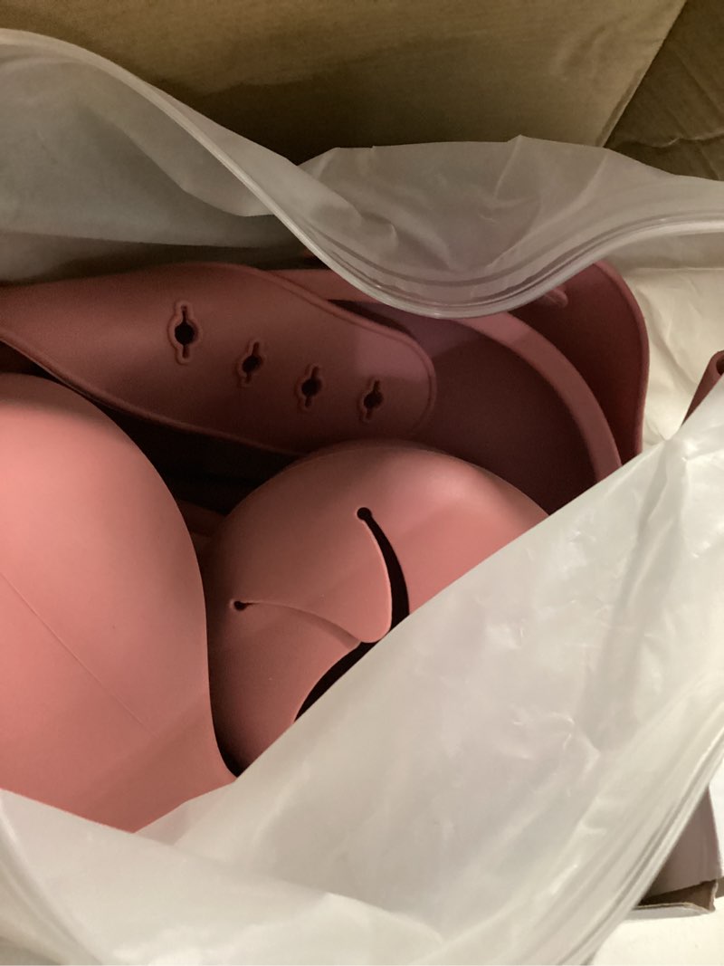 Condition photo showing New/Like New for Silicone Baby Feeding Set, BPA Free Baby Feeding Essentials, Baby Suction Bowl, Plates, Bib, Sippy Cup, Spoons set, Baby Led Weaning Supplies to Develop Self-feeding Skills (Pink, With Lid)