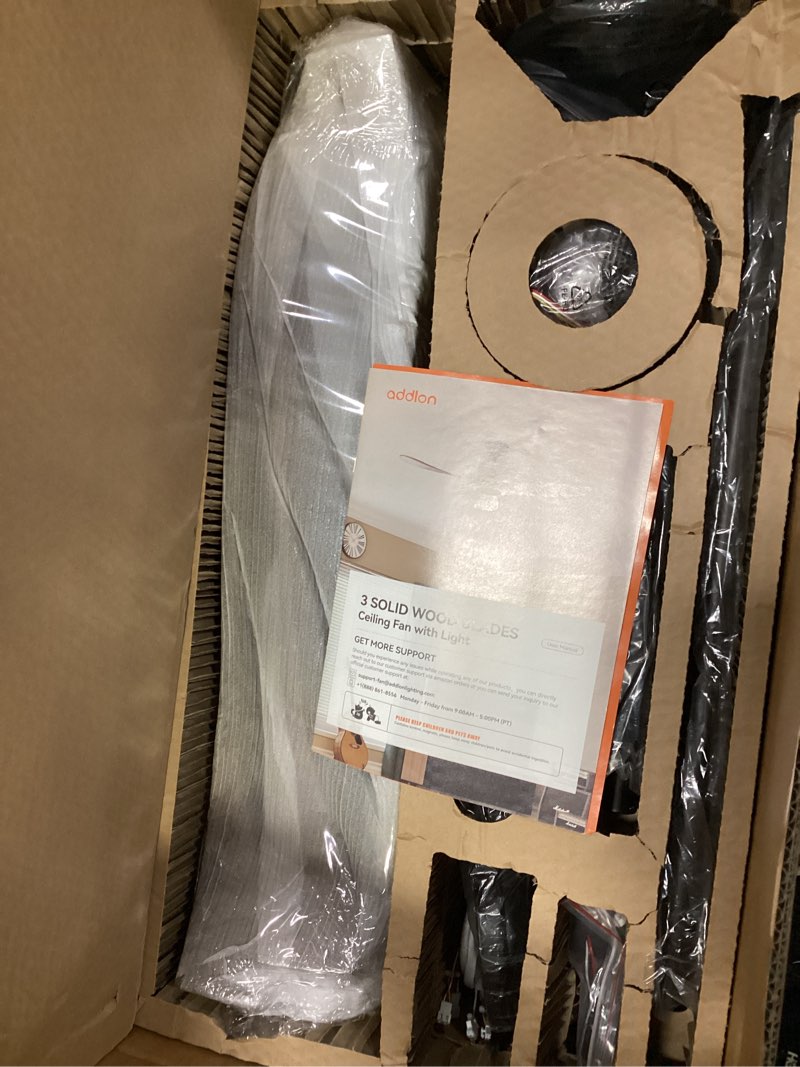 Condition photo showing Good Condition for addlon ceiling fans with lights, 60 inch indoor/outdoor ceiling fan with remote control, reversible, 3 wood blades, 6 speeds, 3cct dimmable, noiseless, large ceiling fan for patio, gazebo, farmhouse 60 inch old version with light