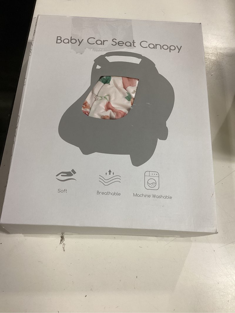 Condition photo showing Good Condition for Baby Car Seat Cover Winter, Windproof Carseat Covers for Newborn with 2 Layers Window, Pink Flowers Infant Car Seat Canopy for Girls with Minky Dot Backing, Keeps Babies Warm and Cozy pink bow Single zipper