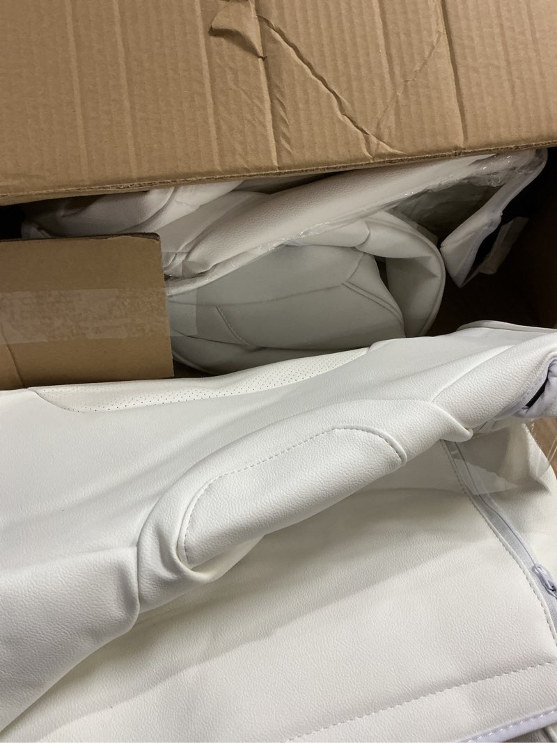 Condition photo showing Good Condition for aomsazto car seat cover for tesla model 3 2017 2018 2019 2020 2021 2022 2023 - full set customized white seat covers (with armrest cover) white model 3 2017-2023 (no side bolster cover)