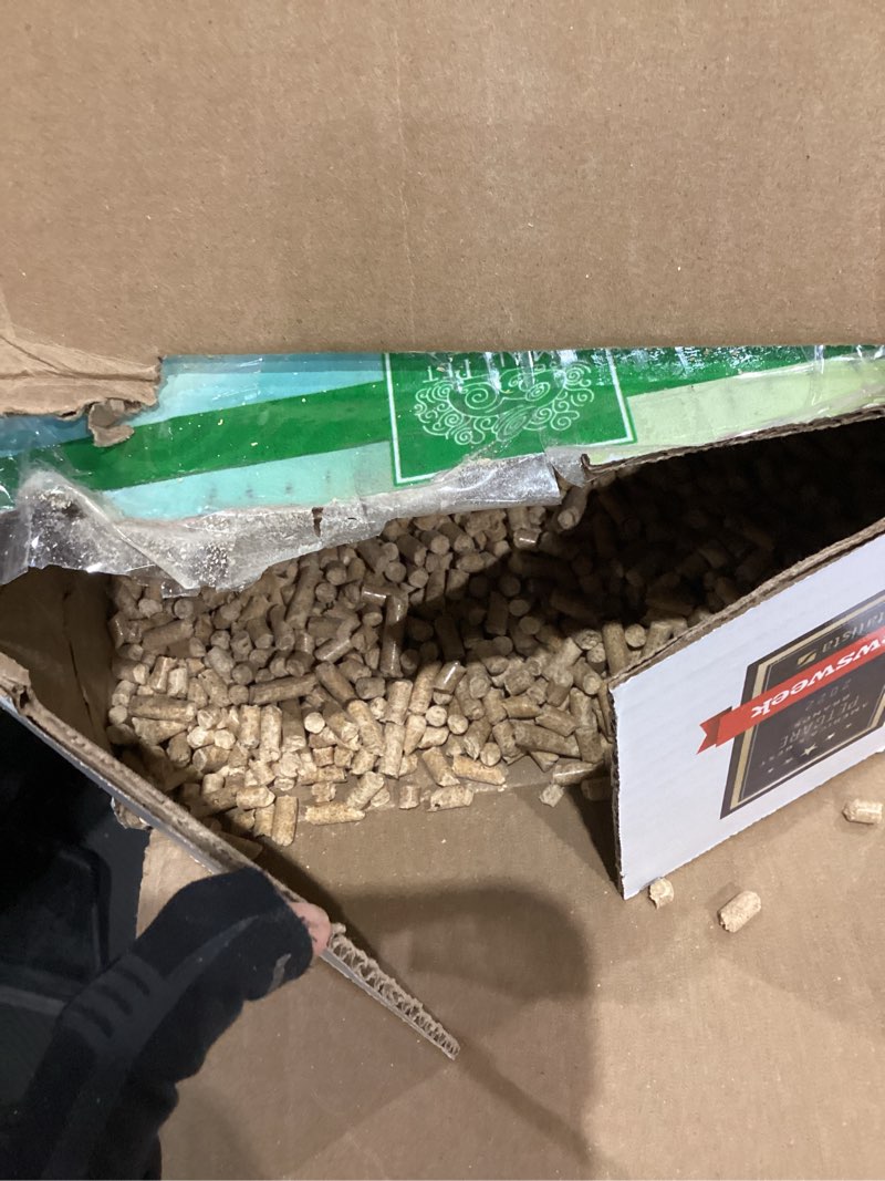 Condition photo showing Good Condition for small pet select pelleted pine cat litter, kitty litter, non clumping pellets for cats, for use with sifting litter box, non tracking, low dust, made in usa, 20lb 20 lb