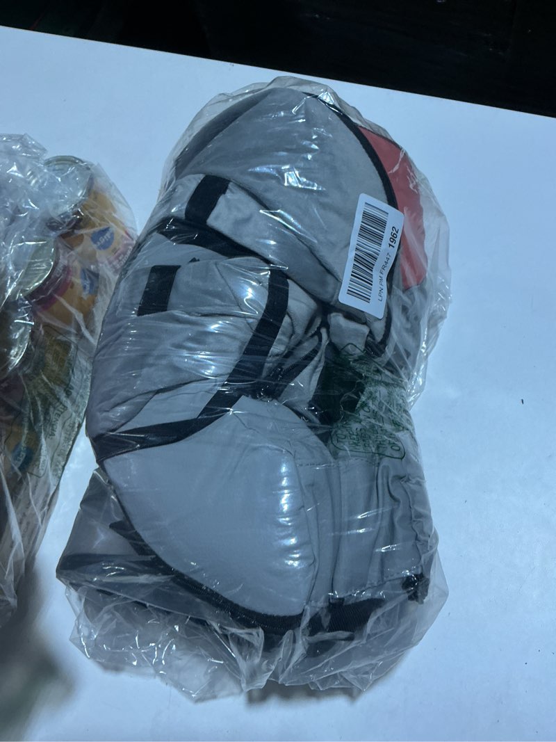 Condition photo showing As Is for sponge core dog cat cone collar for after surgery recovery, inflatable dog cone alternative, lainergie dogs donut collar adjustable with 2pcs cover for large medium small dogs cats (grey+pink, xxl) xxl (neck: 18"-23") grey+pink