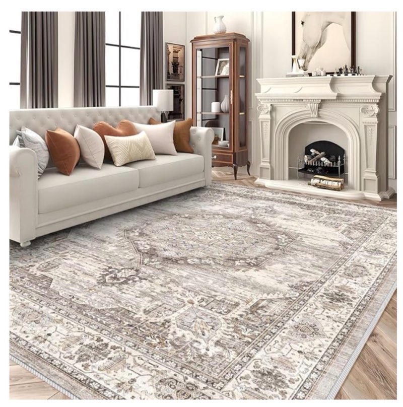 area rugs 9x12 living room?machine washable rug - soft carpet for bedroom - waterproof stain resistant vintage distressed area rug 9'x12' beige