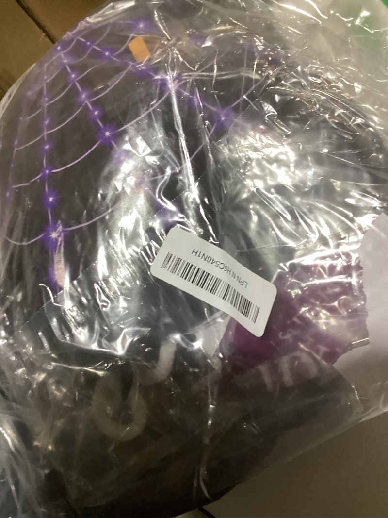 Spider Web Halloween Decorations Outdoor Lights, 125 Purple LED Light Up 16.4Ft Giant Spiderweb & 60