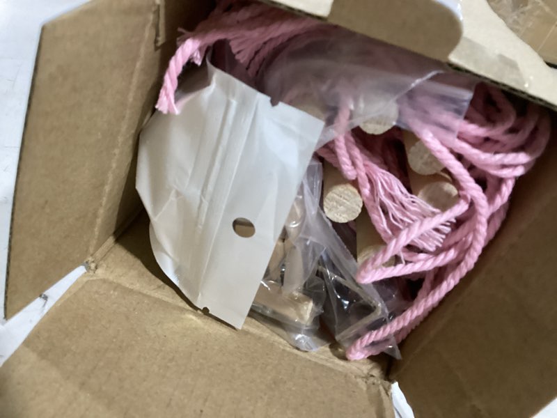 Condition photo showing Good Condition for 5 tier stuffed animal storage shelf net, 17x61 inch large plushie net w/led light & clips for mini medium stuffy teddy, pink boho macrame wall toy holder display for nursery kids girls boys light pink large-5 tier