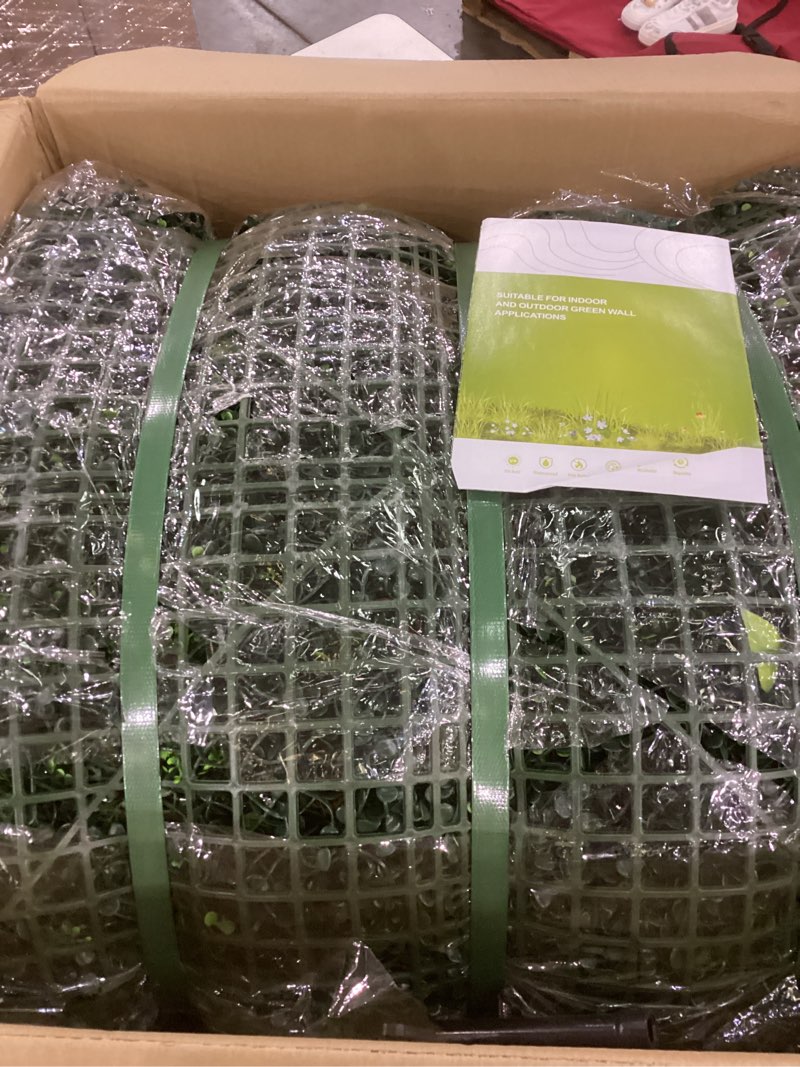 Condition photo showing New/Like New for Grass Wall Panels 12 Pack 20"x20", Artificial Hedge Greenery Wall Backdrop, Plant Wall, UV Protected Privacy Fence Screen, Green Wall Decor for Outdoor Indoor Wedding Décor 20"x 20" 12pcs Red Maple