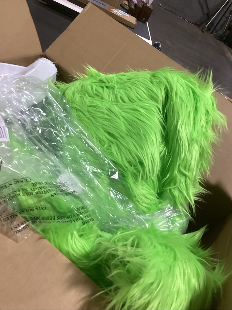 Condition photo showing Good Condition for fabricla faux fur fabric by the yard - artificial craft fur - 72" x 60" inch wide - fur fabric for craft supply, diy furry plush projects, sewing, decoration, upholstery, lime green, 2 yard 2 yard pre cut lime green