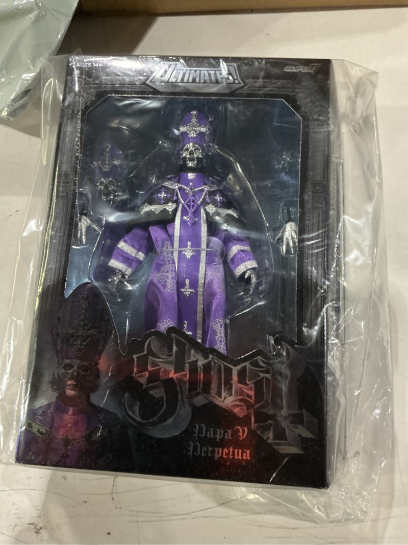 Condition photo showing New/Like New for super7 ultimates! ghost papa v perpetua - 7" ghost action figure with accessories - heavy metal collectibles and retro toys 7 in skeleta papa v