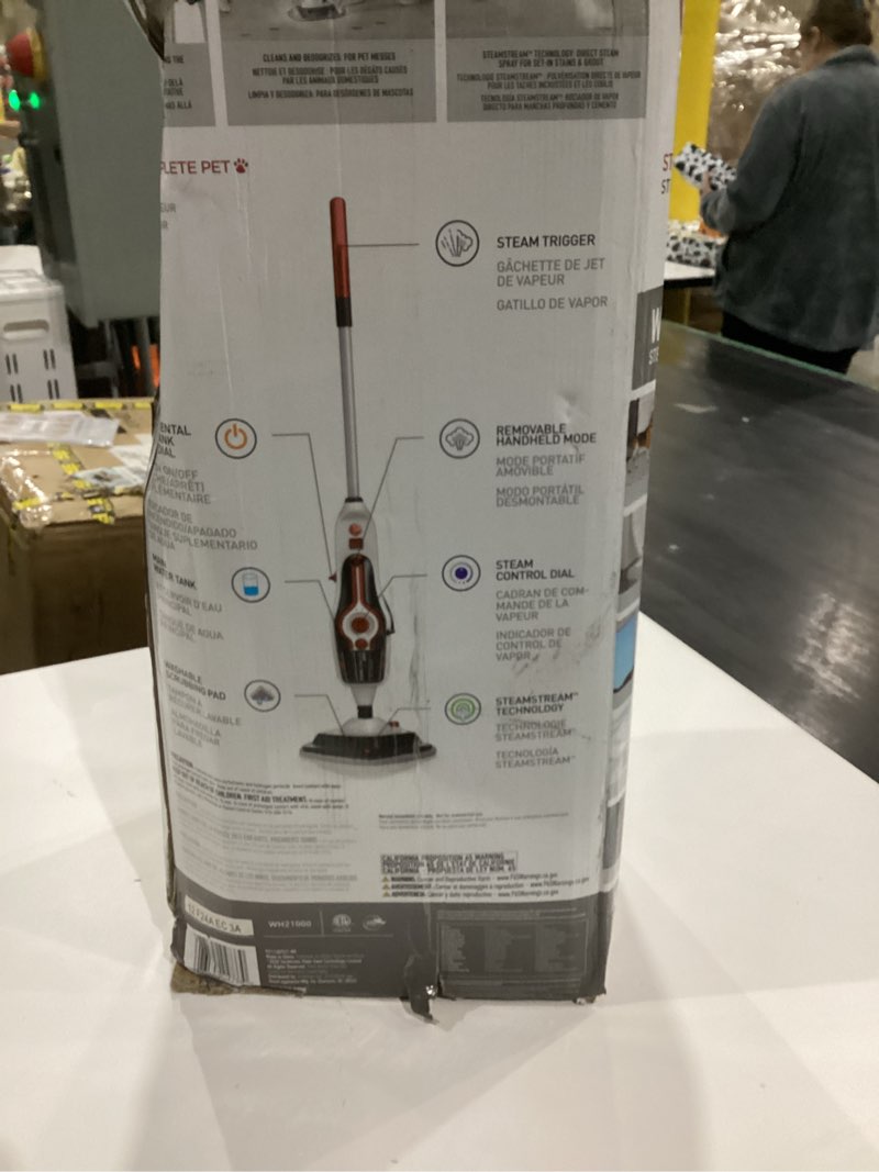 Condition photo showing As Is for Hoover Steam Complete Pet Steam Mop, with Multi-Purpose Cleaning Tools, for Tile and Hard Floor, Removable Handheld Steamer, Steam Cleaner, WH21000, White