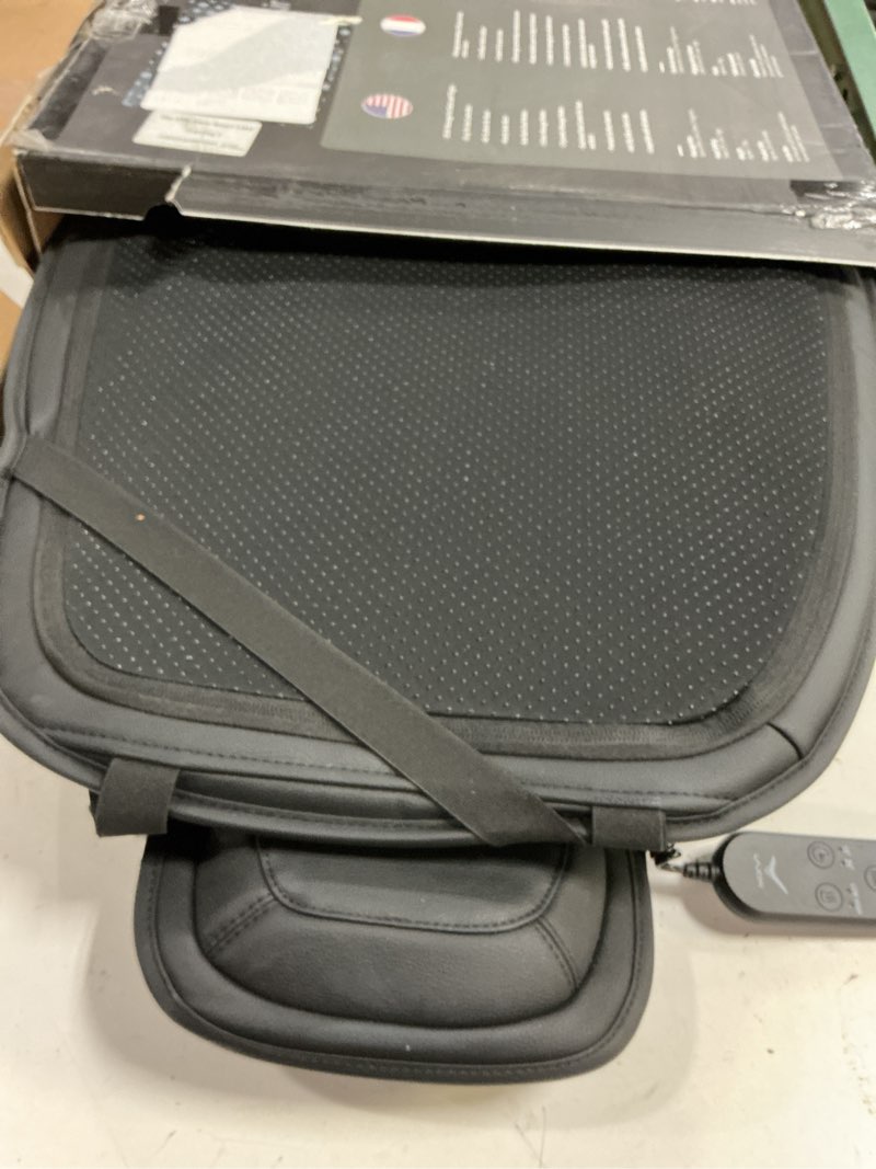 Condition photo showing Good Condition for vehicle seat air massage cover. tailored for long-distance drivers for long commutes. 11 air cells dynamic work for back & hip. relax muscles while driving, slim comfy design (black)