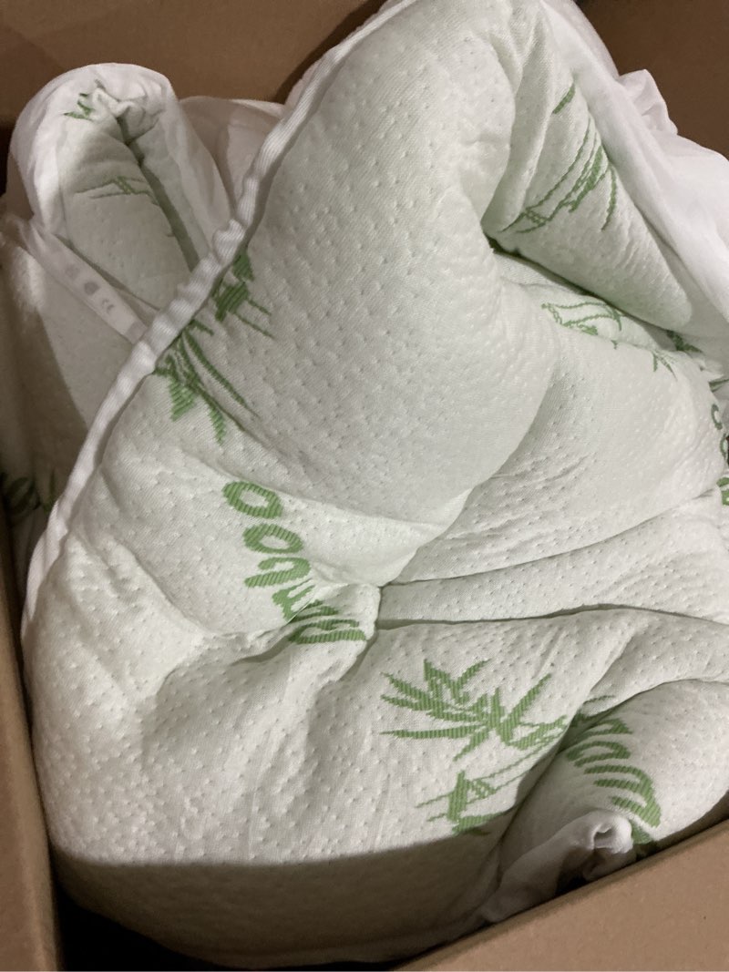Condition photo showing As Is for queen size mattress topper viscose derived from bamboo, soft thick pillow top mattress pad cover for back pain, cooling mattress protector with 8-21 inch deep pocket, white
