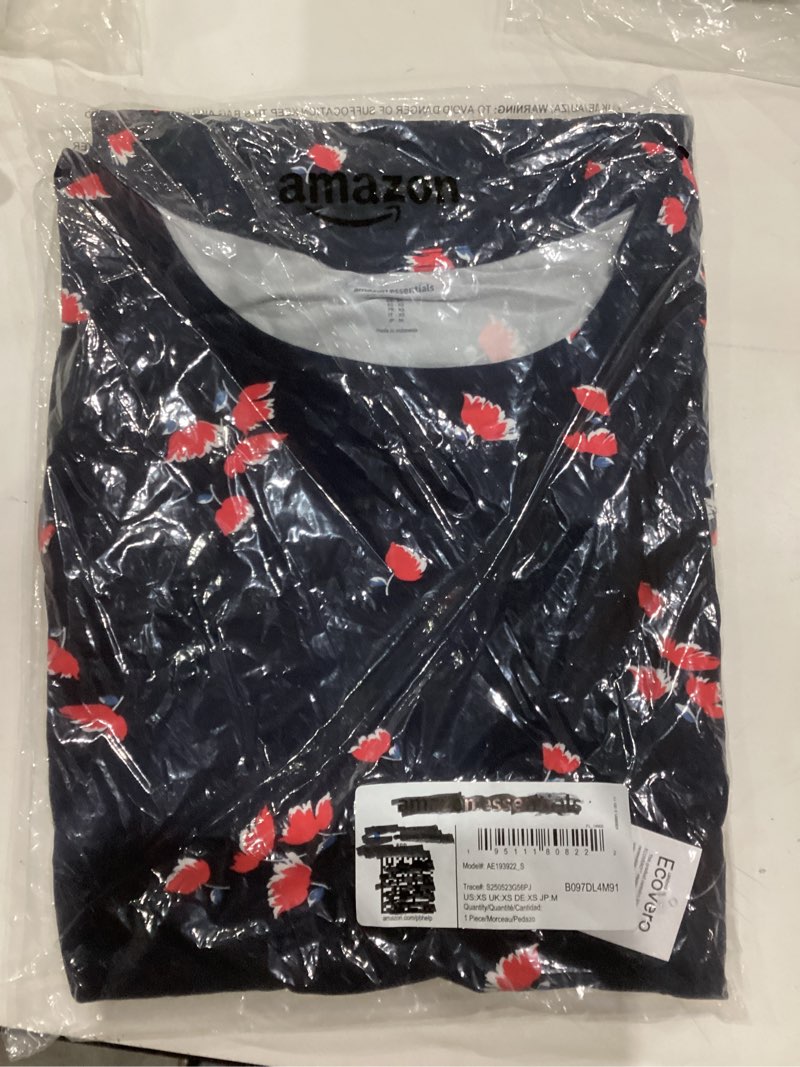 Condition photo showing As Is for Amazon Essentials womens Tank Swing Dress (Available in Plus Size) Sustainably Sourced Rayon Blend Navy Tulips X-Small
