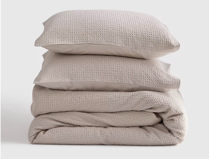 quince luxe honey comb duvet cover set king sand