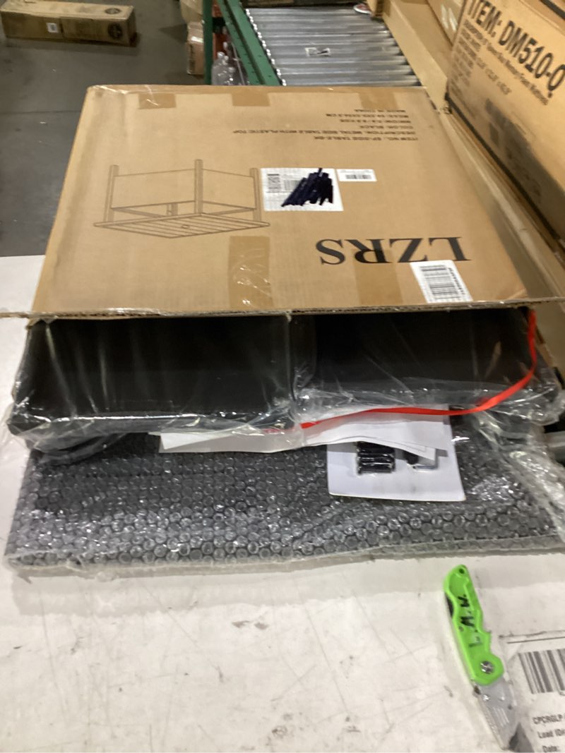 Condition photo showing New/Like New for lzrs adirondack square outdoor side table with umbrella hole, pool composite patio table,hdpe end tables for backyard,pool, indoor companion, easy maintenance & weather resistant(black) g:square table with umbrella hole black
