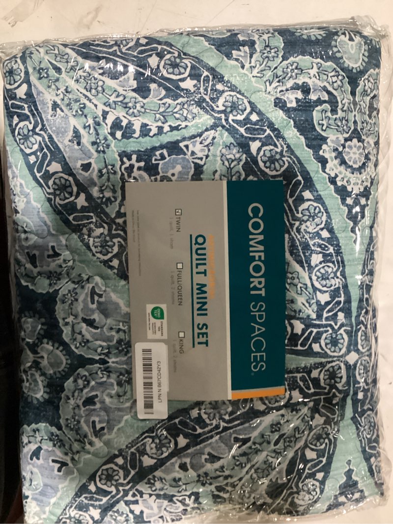 Comfort Spaces Reversible Quilt Set-Vermicelli Stitching Design All Season, Lightweight, Coverlet Be