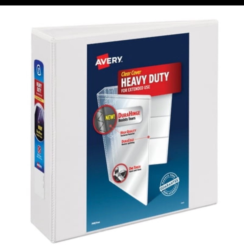 Avery Heavy Duty View Binder  3   White  Slant Ring  One-Touch  635 Sheet Capacity  1 Binder