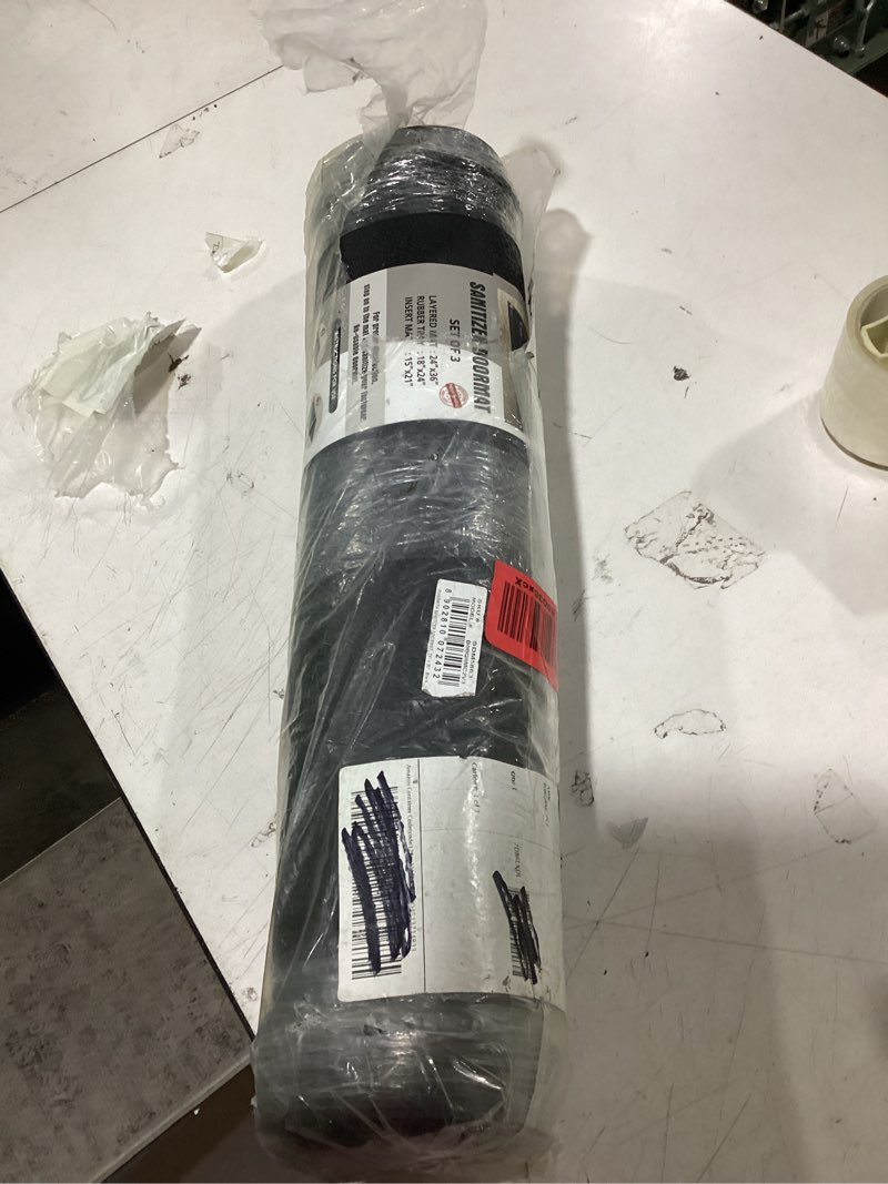 Condition photo showing New/Like New for sanitizer black 24 in. x 36 in. rubber sanitizer doormats